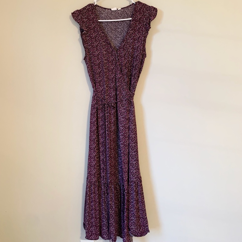 Gap Purple Midi Sleeveless Dress with Tie Belt